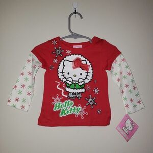 HELLO KITTY CHRISTMAS RED LONG SLEEVE GRAPHIC TEE 12 M